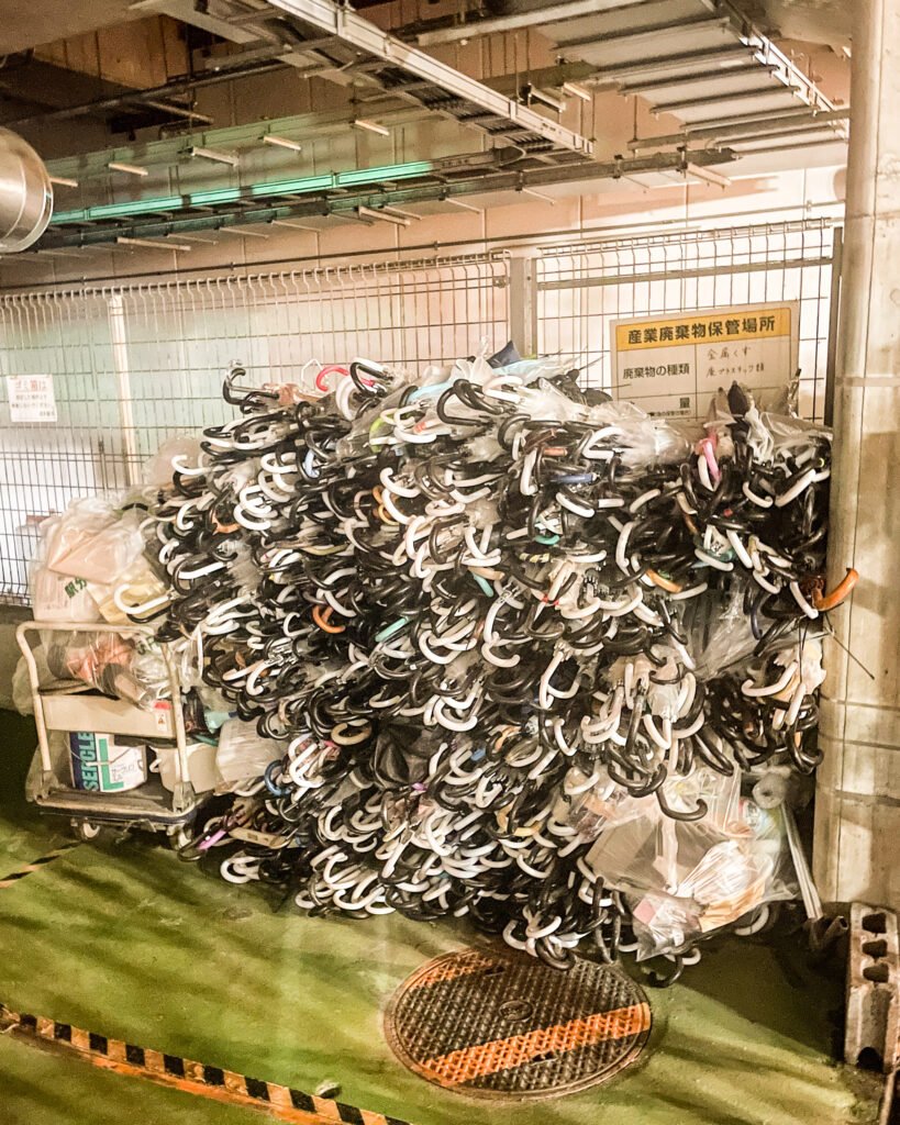 A large pile of old umbrellas at Urawa Station in Saitama City, Japan